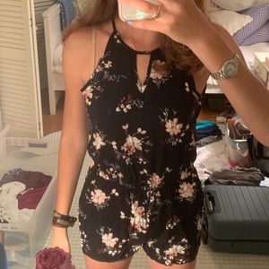 Aeropostale Black Flowered Romper XS